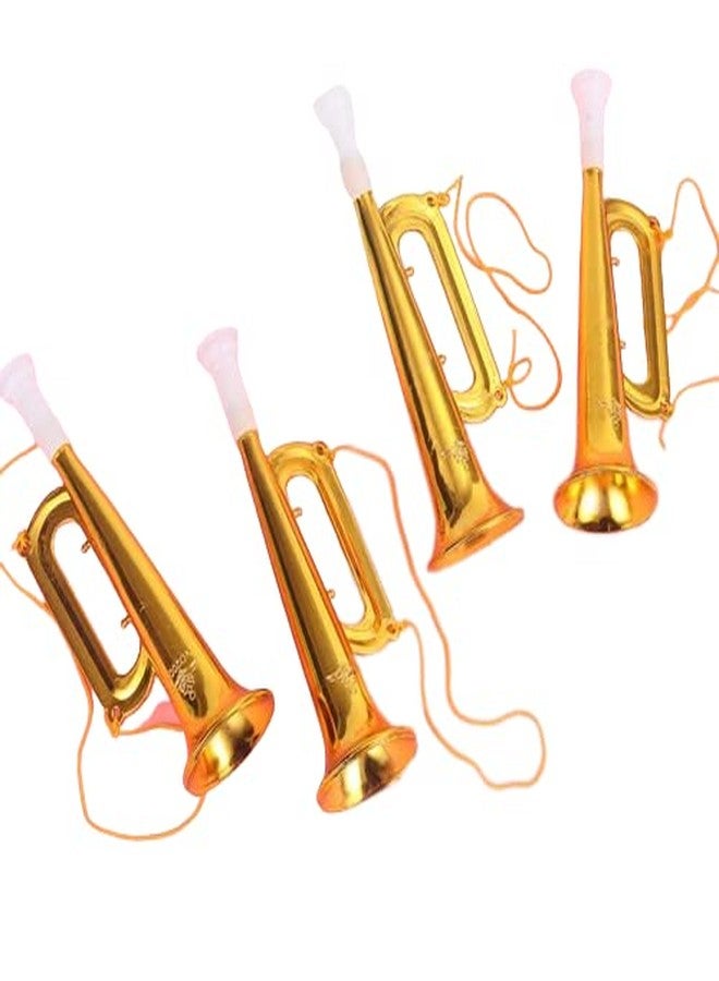 MEDANSH STORE Plastic Trumpet Noise Maker Kids Toys Cheerleader Football Match Cheering Props Birthday Party Favor Gift (Golden) (Pack of 4) - Image 1